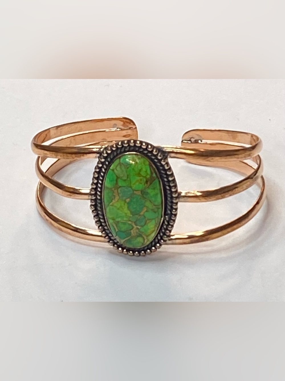 Green Mohave Turquoise Copper Cuff Southwest BOHO Style Statement